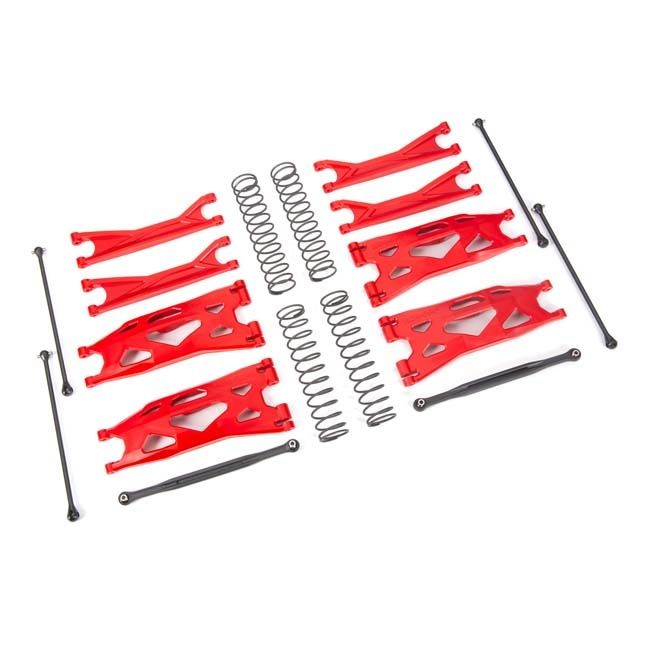 TRX-7895R Traxxas Suspension kit, X-Maxx® WideMaxx®, red (includes front &amp; rear suspension arms, front toe links, driveshafts, shock springs)