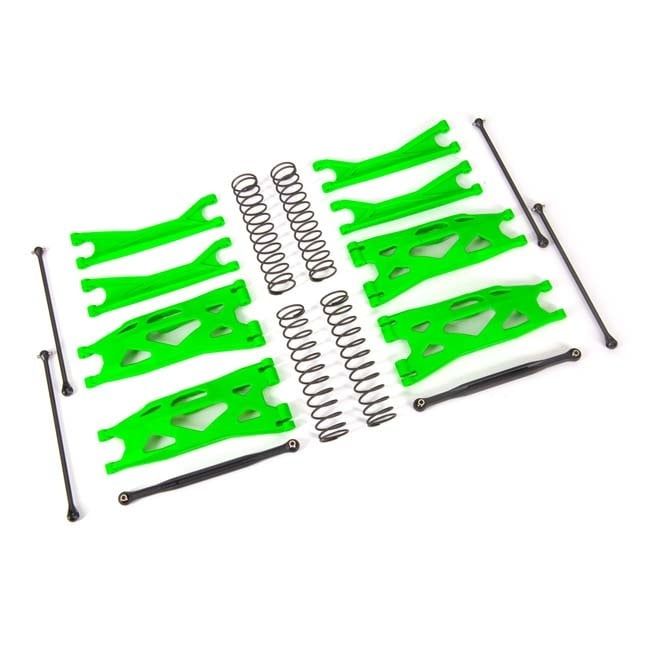 TRX-7895G Traxxas Suspension kit, X-Maxx® WideMaxx®, green (includes front &amp; rear suspension arms, front toe links, driveshafts, shock springs)