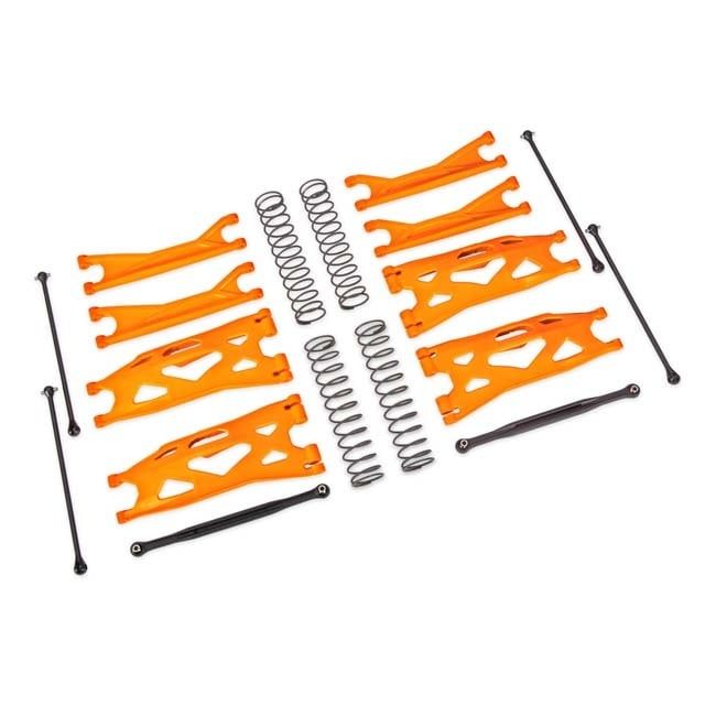 TRX-7895T Traxxas Suspension kit, X-Maxx® WideMaxx®, orange (includes front &amp; rear suspension arms, front toe links, driveshafts, shock springs)