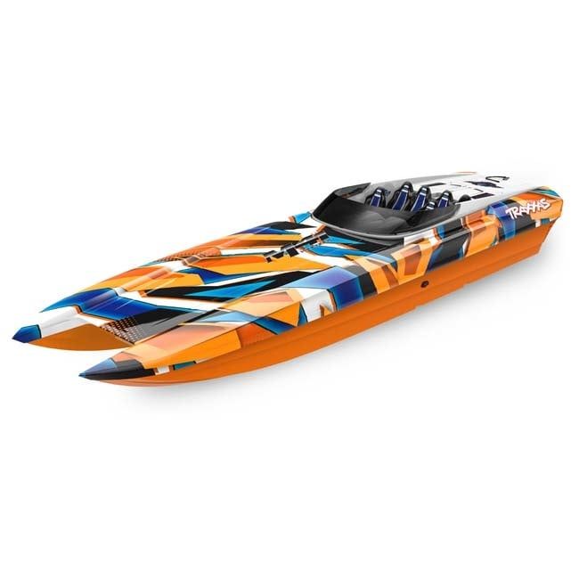 TRX-57046-4-ORNGR Traxxas DCB M41 (Orange) Widebody: Brushless Race Boat with TQi Traxxas Link™ Enabled 2.4GHz Radio System &amp; Traxxas Stability Management (TSM)