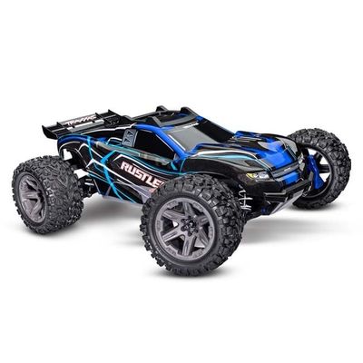 TRX-67164-4-BLUE Traxxas Rustler BLUE 4X4 BL2s Brushless: 1/10 Scale 4WD Stadium Truck