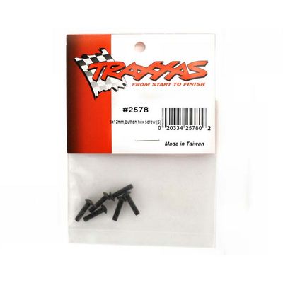 TRX-2578 Traxxas Button-Head Machine Screws 3x12 mm Hex Drive (6)