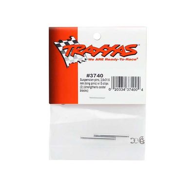 TRX-3740 Traxxas Suspension pins, 2.5x31.5mm (king pins) w/ e-clips (2) (strengthens caster blocks)