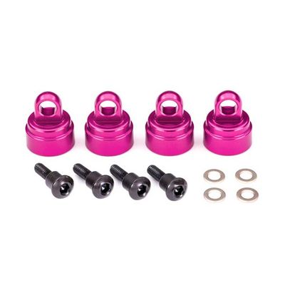 TRX-3767P Traxxas Shock caps, aluminum (pink-anodized) (4) (fits all Ultra Shocks)