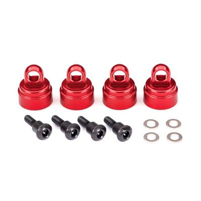 TRX-3767X Traxxas Shock caps, aluminum (red-anodized) (4) (fits all Ultra Shocks)