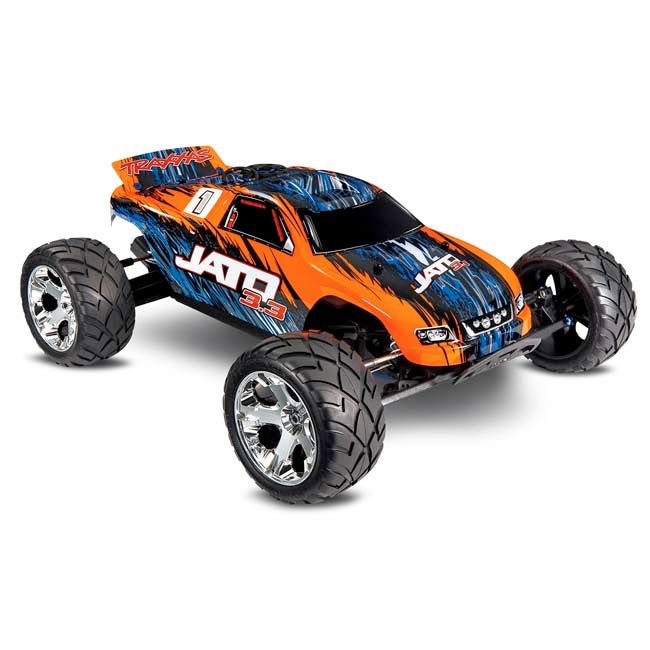 TRX-55077-3-ORNG Traxxas Jato 3.3: ORANGE/BLUE 1/10 Scale 2-Speed Nitro-Powered 2WD Stadium Truck w/ TQi 2.4GHz Radio System, Traxxas Link™ Wireless Module, and Traxxas (TSM)