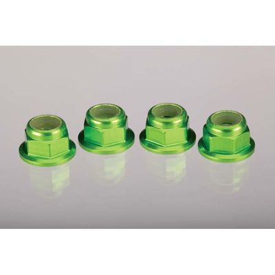TRX-1747G Traxxas Nuts, aluminum, flanged, serrated (4mm) (green-anodized) (4)