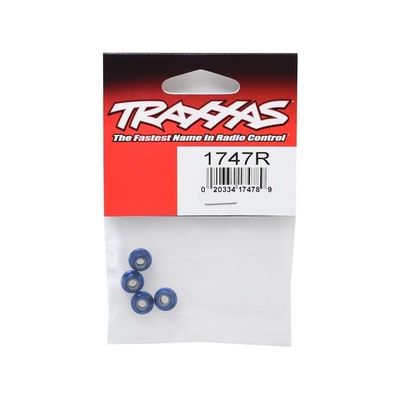TRX-1747R Traxxas Aluminum Flanged Serrated Nuts 4 mm Blue-Anodized (4)