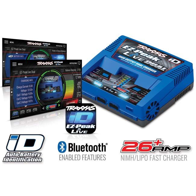 TRX-2973 Traxxas EZ-Peak Live Dual Charger 200W NiMH/LiPo with iD Auto Battery Identification