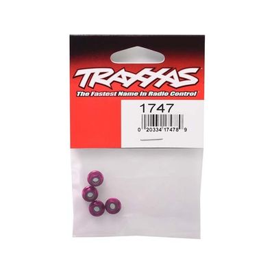 TRX-1747P Traxxas Nuts, aluminum, flanged, serrated (4mm) (pink-anodized) (4)