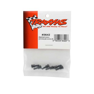 TRX-3642 Traxxas Shock Attachment Screws, 3 × 12 mm Shoulder Screws, Phillips Head (6)