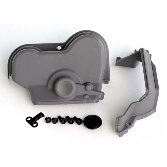 TRX-3977R Traxxas Gear Cover, Upper &amp; Lower / Dust Plug / 3×6 mm CS (3) (Single Motor)
