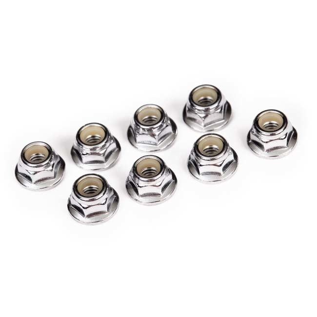 TRX-3647 Traxxas Nuts, 4 mm Flanged Nylon Locking, Steel, Serrated (8)
