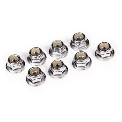 TRX-3647 Traxxas Nuts, 4 mm Flanged Nylon Locking, Steel, Serrated (8)