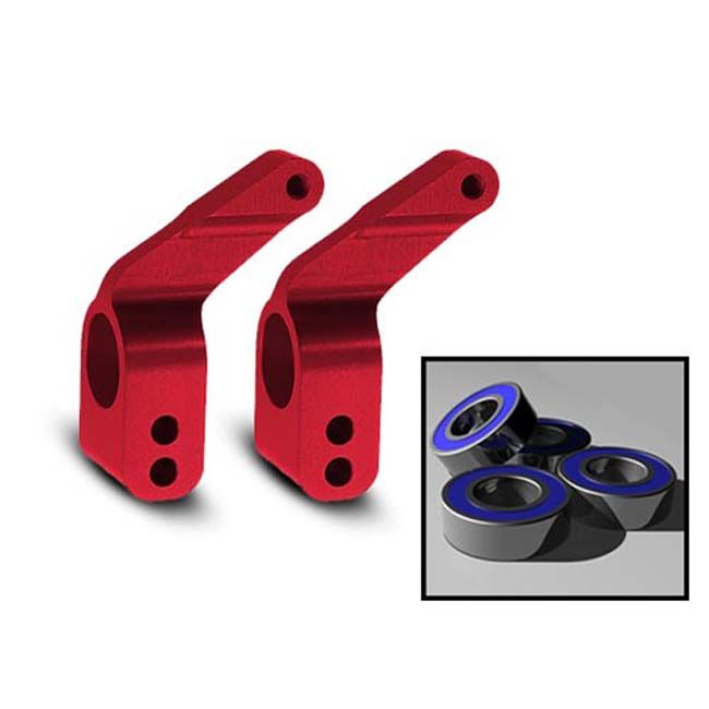 TRX-3652X Traxxas Stub Axle Carriers, Rear, 6061-T6 Aluminum Red-Anodized with 5x11 mm Ball Bearings (2)