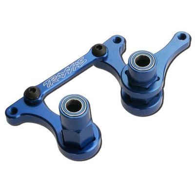 TRX-3743A Traxxas Aluminum Steering Bellcrank Set, Blue-Anodized with Bearings (assembled)
