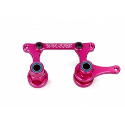 TRX-3743P Traxxas Aluminum Steering Bellcrank Set, Pink-Anodized with Bearings (assembled)