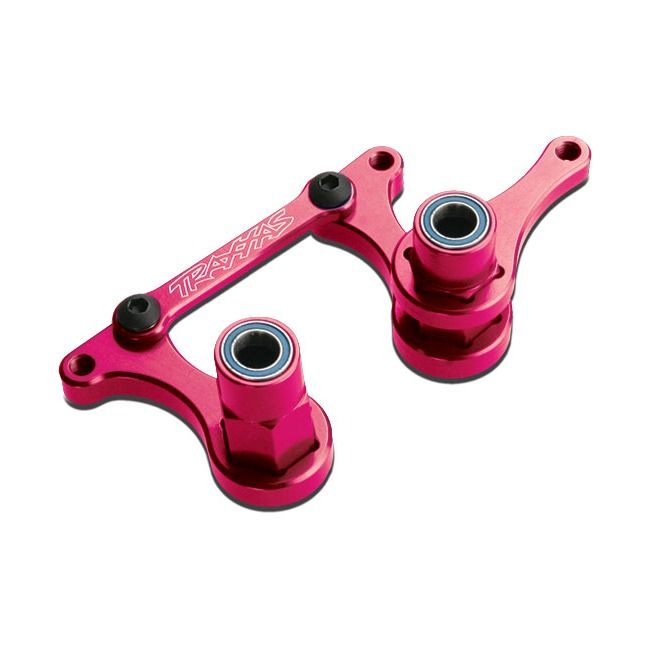 TRX-3743P Traxxas Aluminum Steering Bellcrank Set, Pink-Anodized with Bearings (assembled)