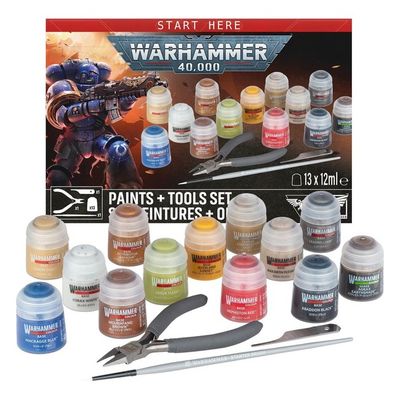 GWS-60-12 Games Workshop Warhammer 40,000 Paints + Tools Set, 13 Paints with Clippers & Scraper GWS-60-12 Games Workshop Warhammer 40,000 Paints + Tools Set, 13 Paints with Clippers & Scraper