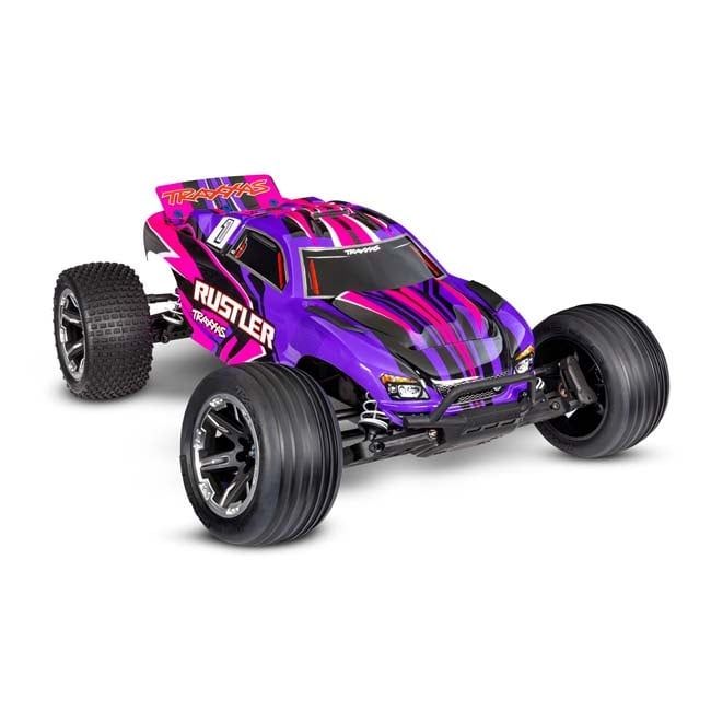 TRX-37254-8-PINK Traxxas Rustler 2WD XL-5 HD Stadium Truck with Battery, Pink (Legacy)