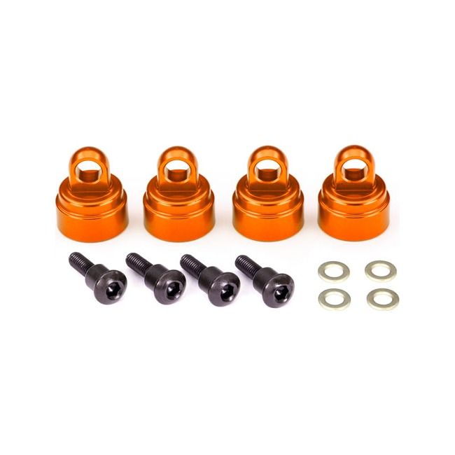 TRX-3767T Traxxas Aluminum Shock Caps, Orange-Anodized (4) (fits all Ultra Shocks)