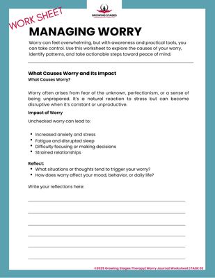 The Worry Relief Worksheet for Clarity and Calm (Digital PDF)