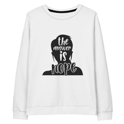 &quot;The Answer is Nope&#39; Trendy Cotton Long Sleeve Pullover Sweatshirt