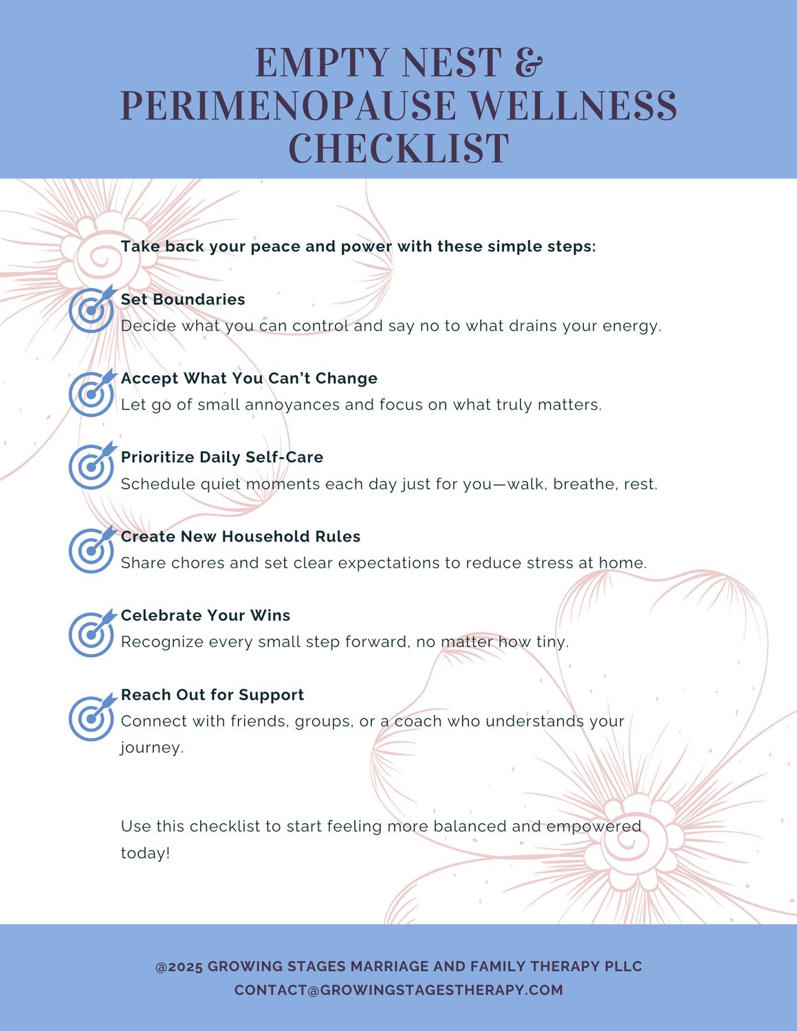 Empty Nest &amp; Perimenopause Wellness Checklist ( FREE DOWNLOAD)