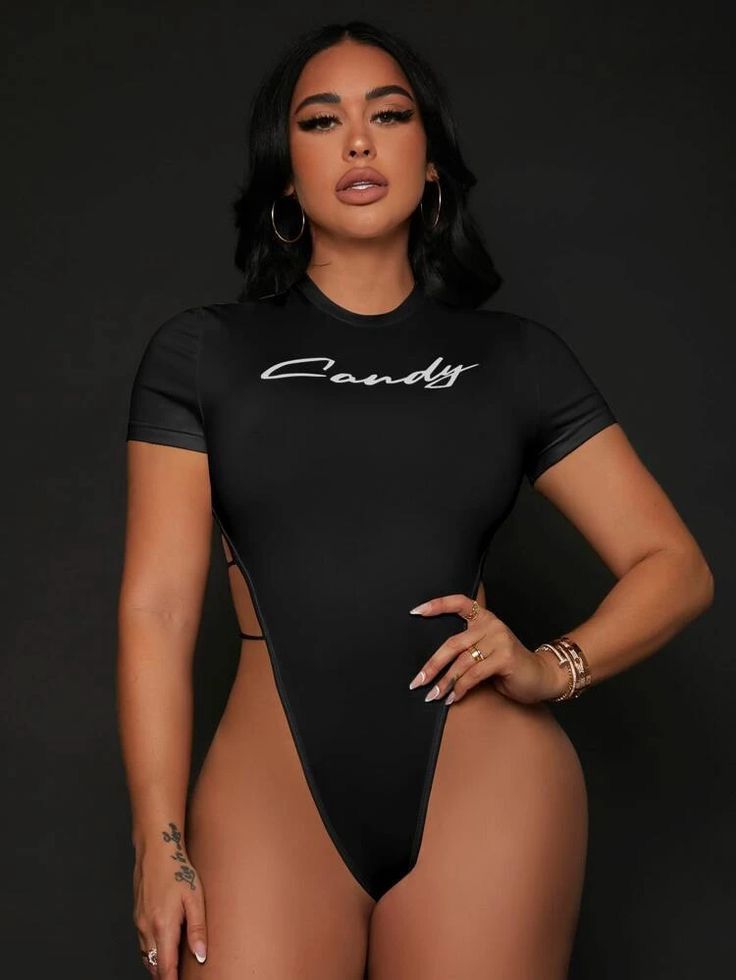 Body Suit - Graphic Cut Out - Black/M