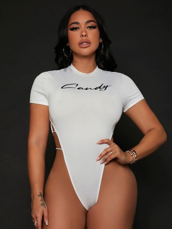 Body Suit - Graphic Cut Out White/M