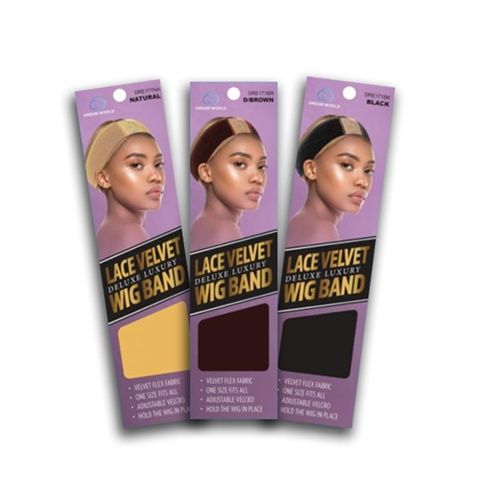 DREAM WIG BAND VELVET W/LACE - BLACK