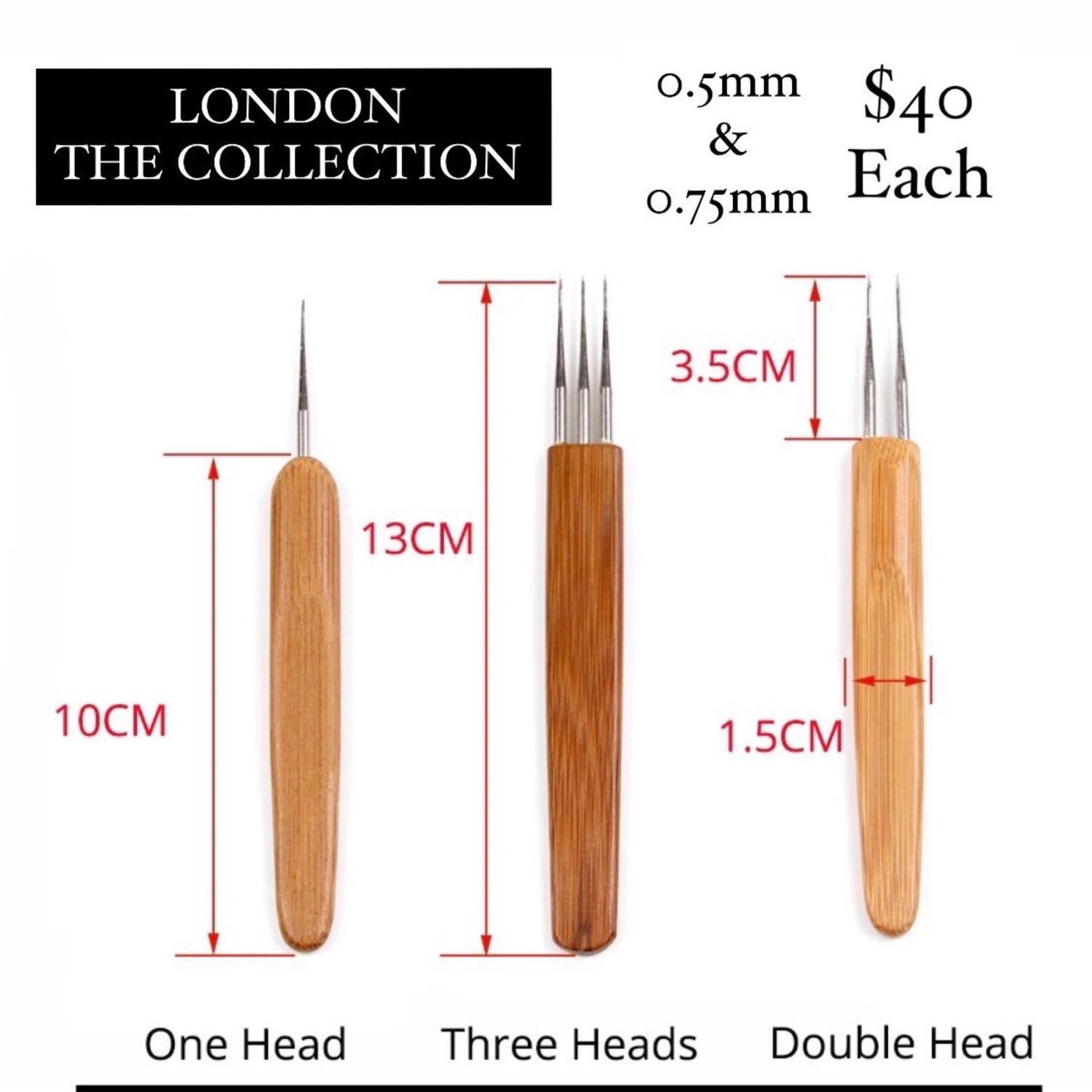 Bamboo Crochet Hook Needle - 1 Head .50mm
