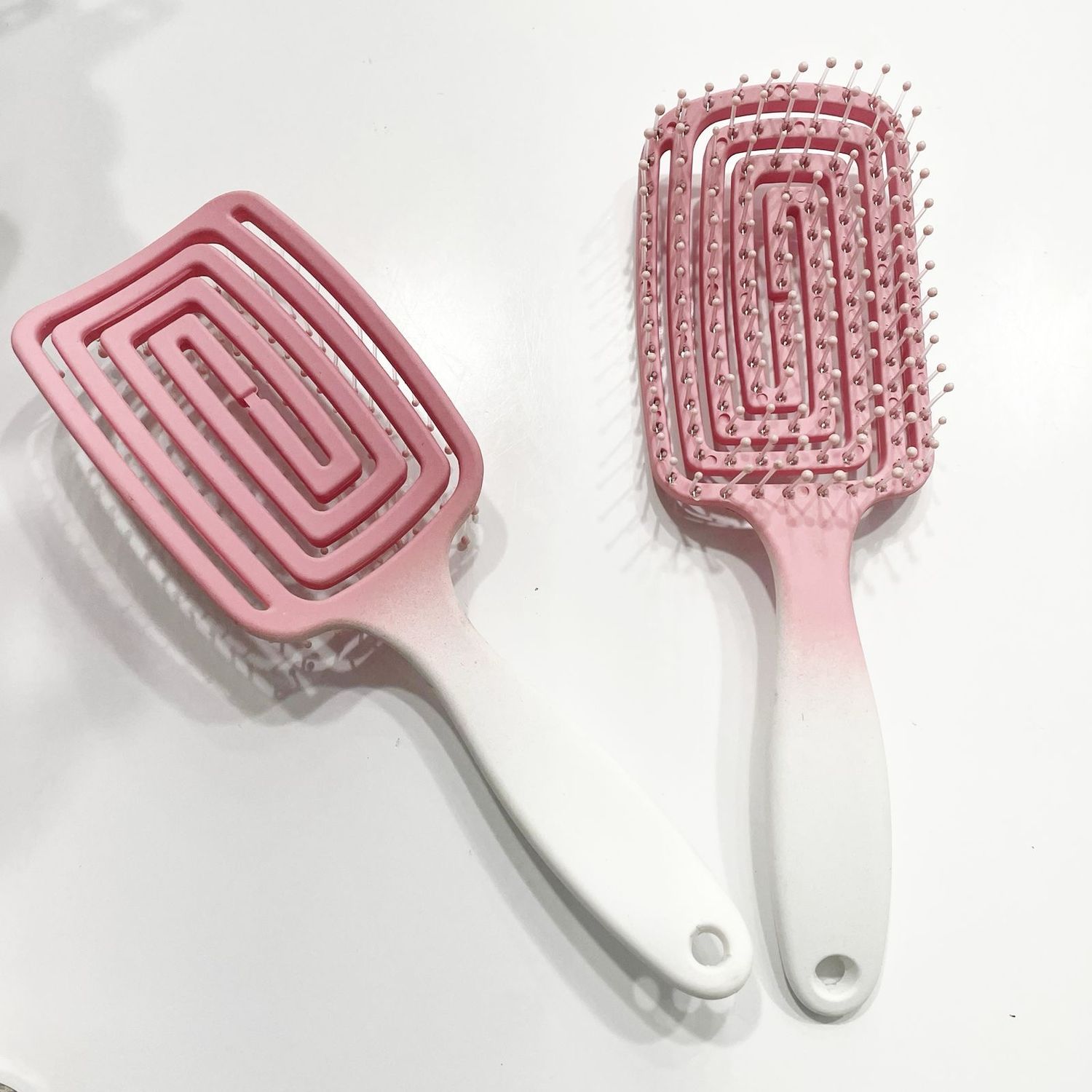 Rectangle Detangle Brush - Pink/White