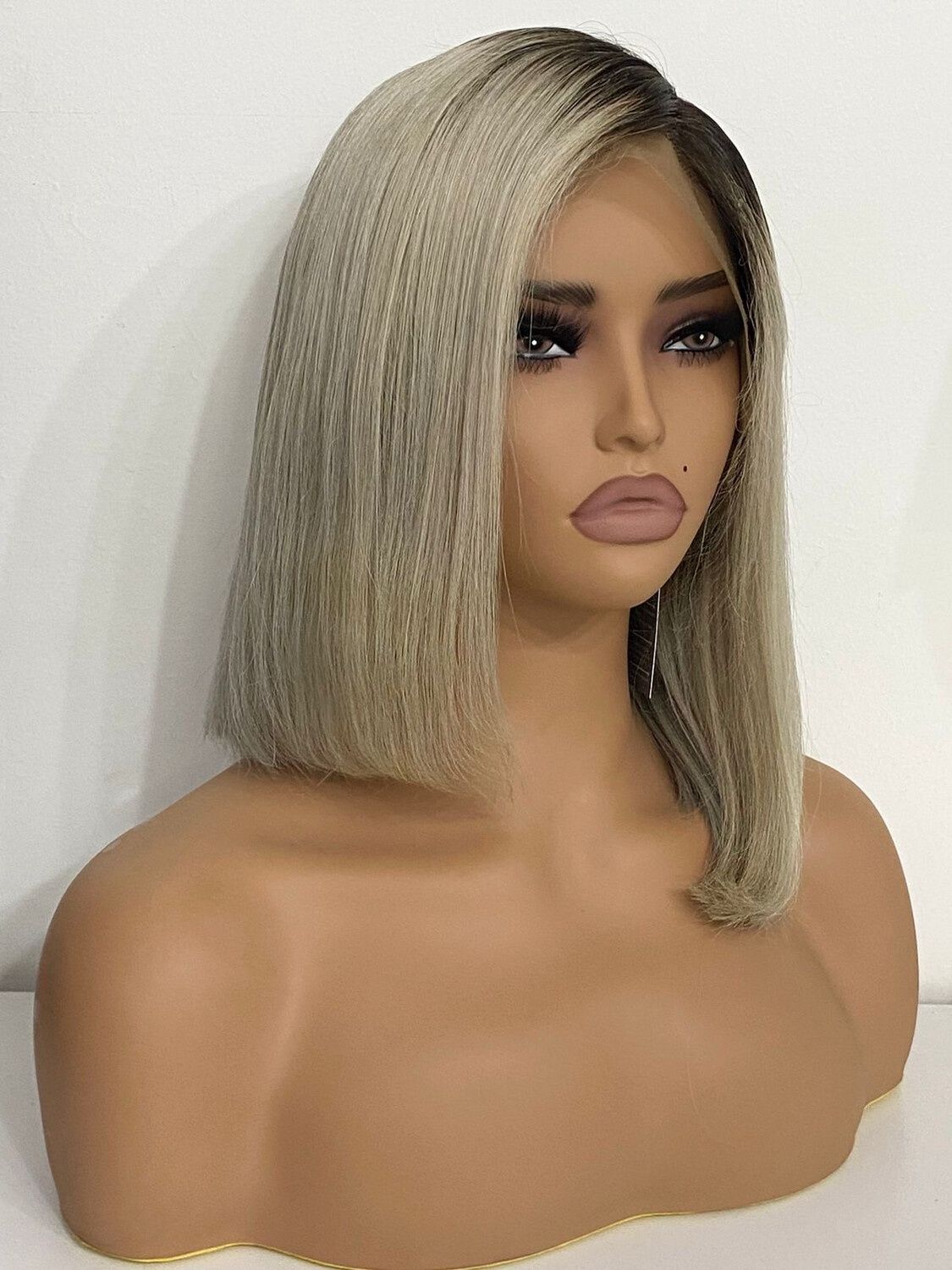 Wig - Front Lace - 1B/Grey -12&quot;