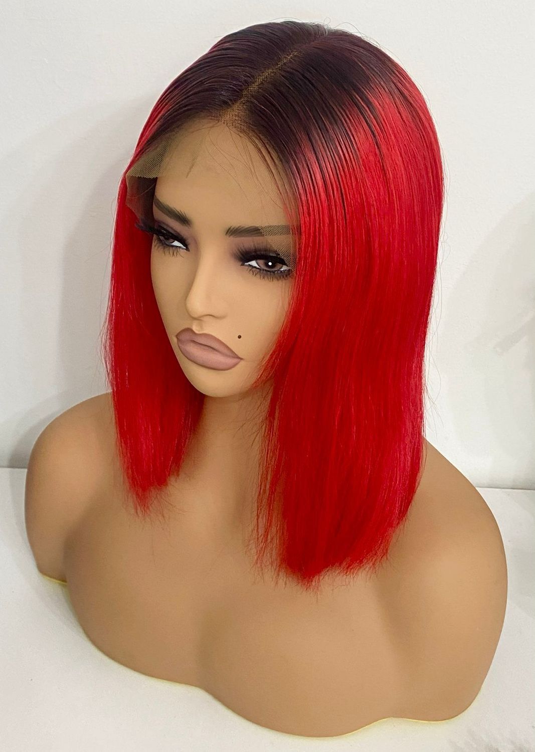 Wig - Front Lace - 1B/Red - 12&quot;