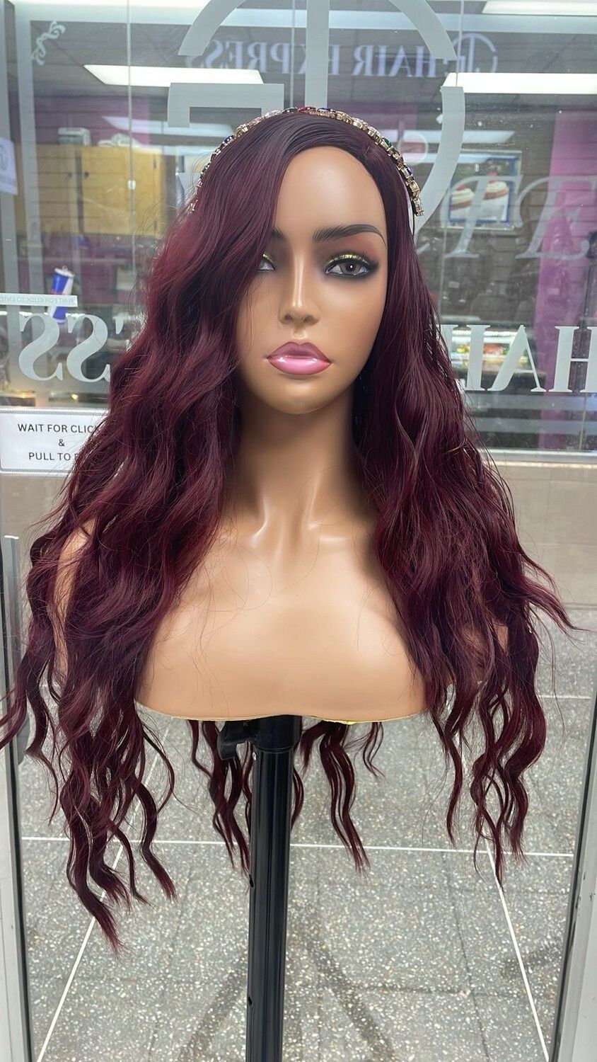 Cherri - Curly Synthetic Wig - Burgundy (L)