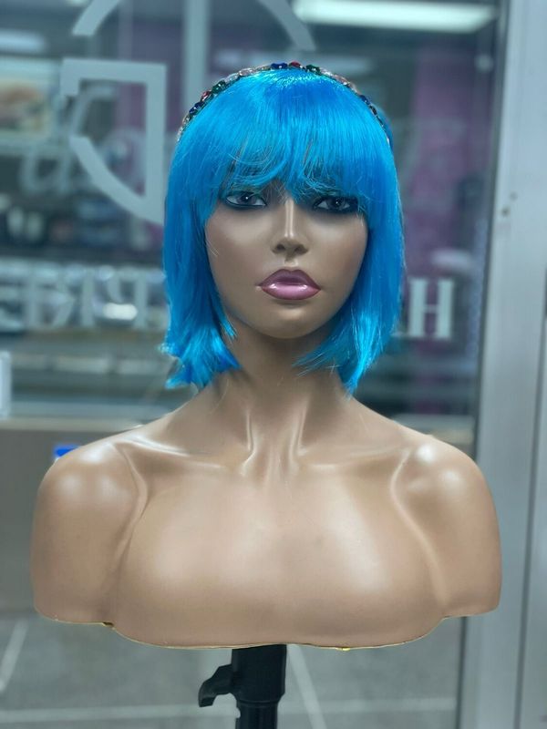 Straight - Synthetic Wig - Bob w/Bang - Blue (S)