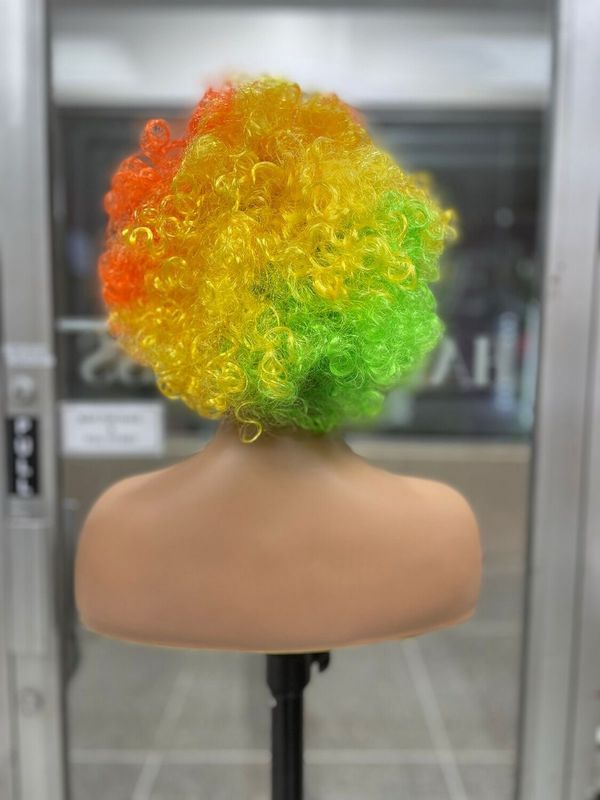 Straight - Synthetic Wig - Afro - Green/Orange/Yellow