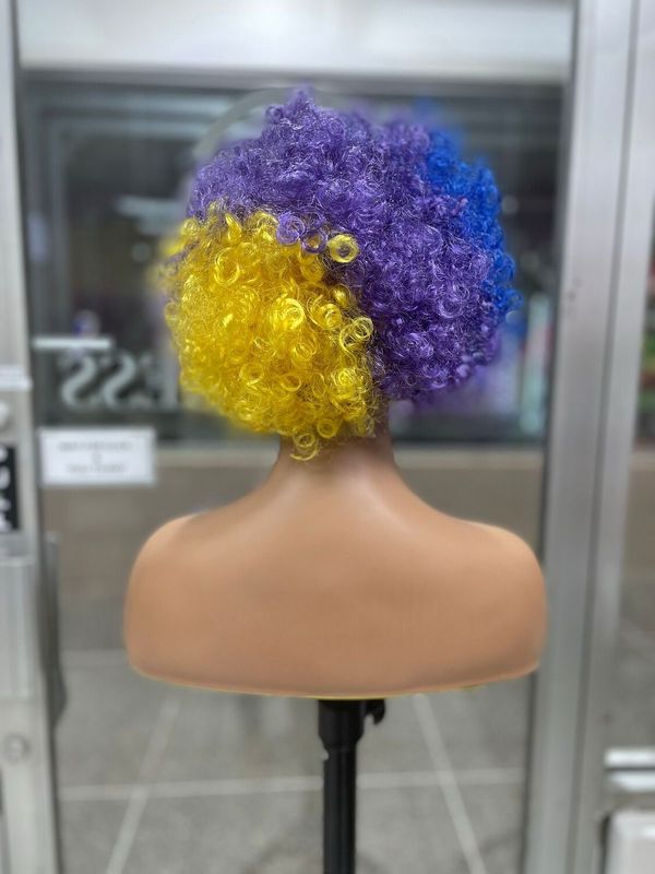 Straight - Synthetic Wig - Afro - Blue/Yellow/Purple