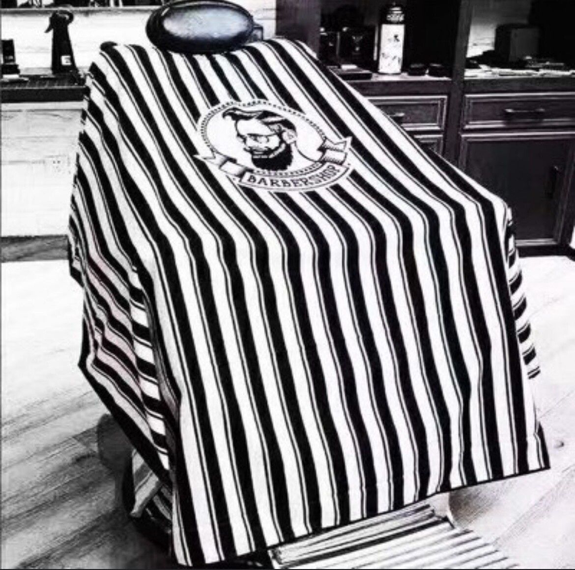 Stylist Cape - Barbershop Stripe Black