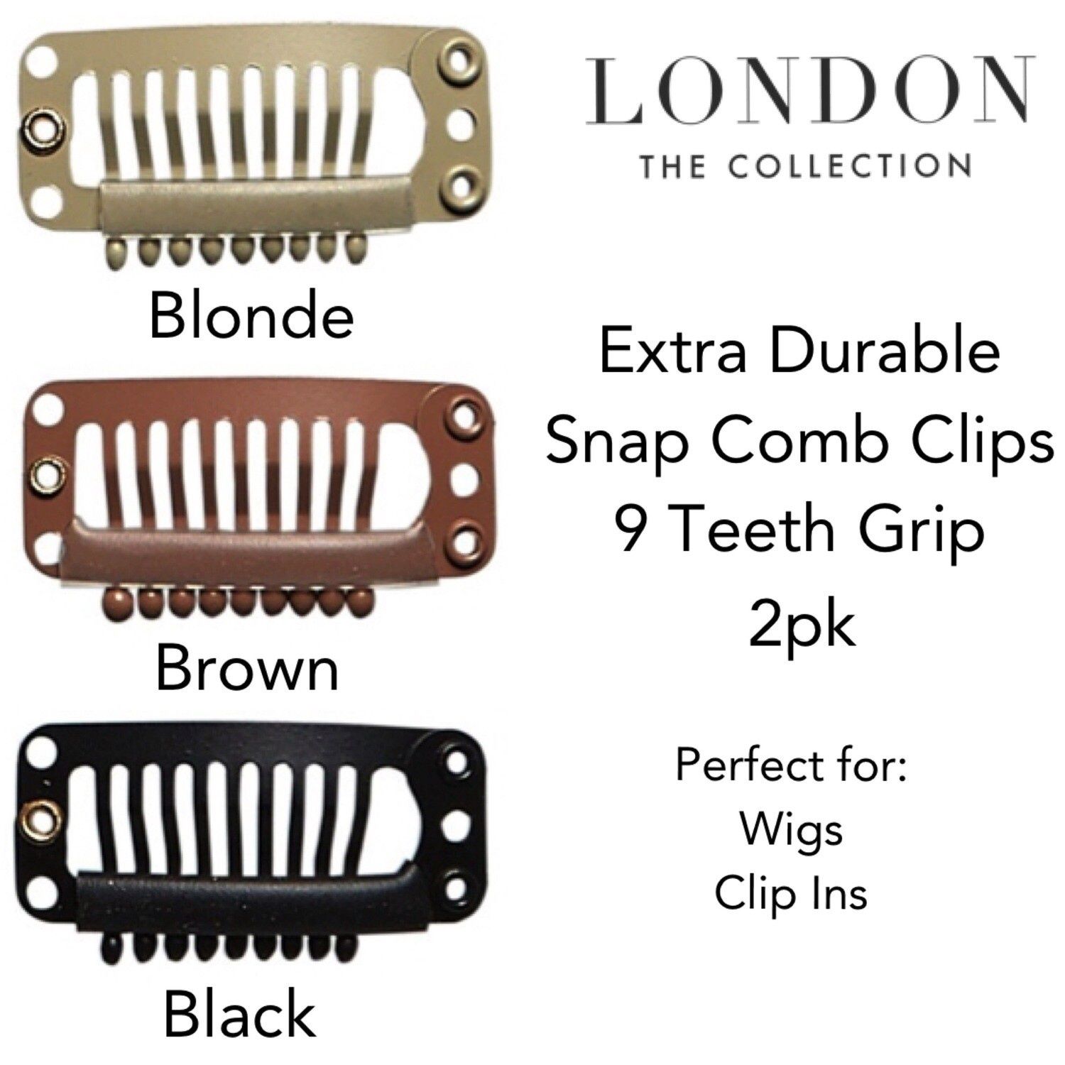 Wig Clips - (3.2cm / 9) -Snap 2pk  (Brown)