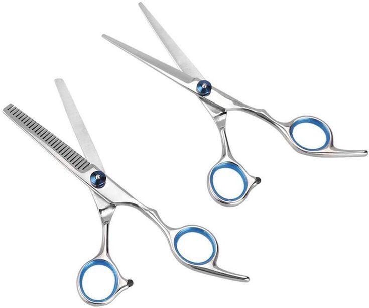 Styling Scissors &amp; Thinning Shears Set (2pcs) - Silver/Blue