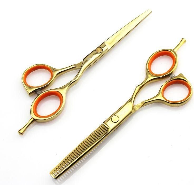 Styling Scissors &amp; Thinning Shears Set (2pcs) - Gold/Orange