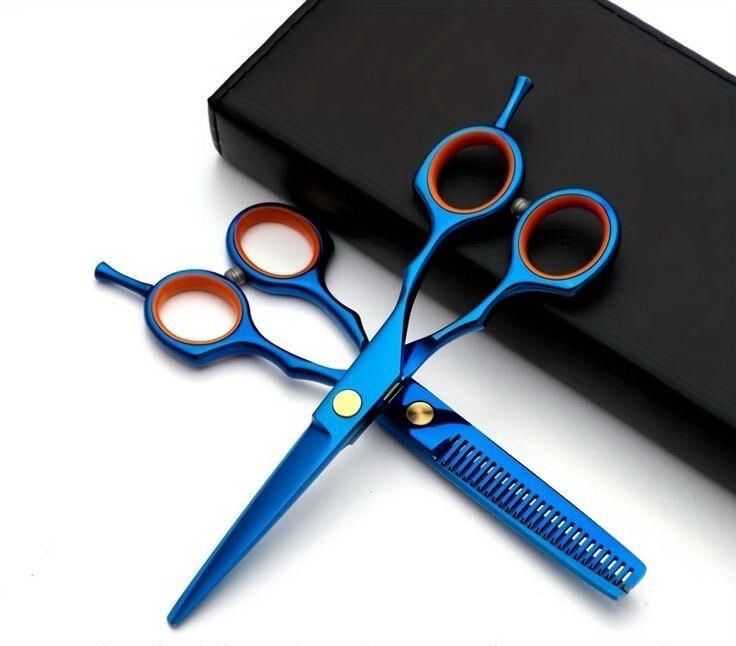 Styling Scissors &amp; Thinning Shears Set (2pcs) - Metallic Blue/Orange
