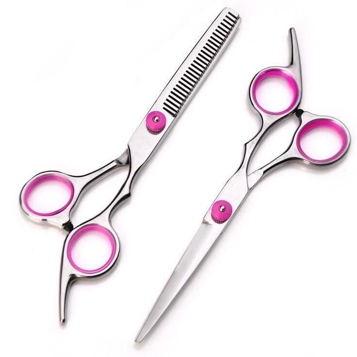Styling Scissors &amp; Thinning Shears Set (2pcs) - Silver/Pink