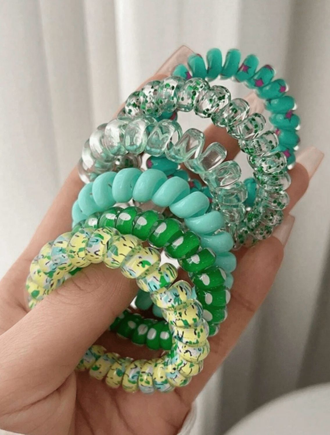 Hair Tie - Spiral (Green) 6pk