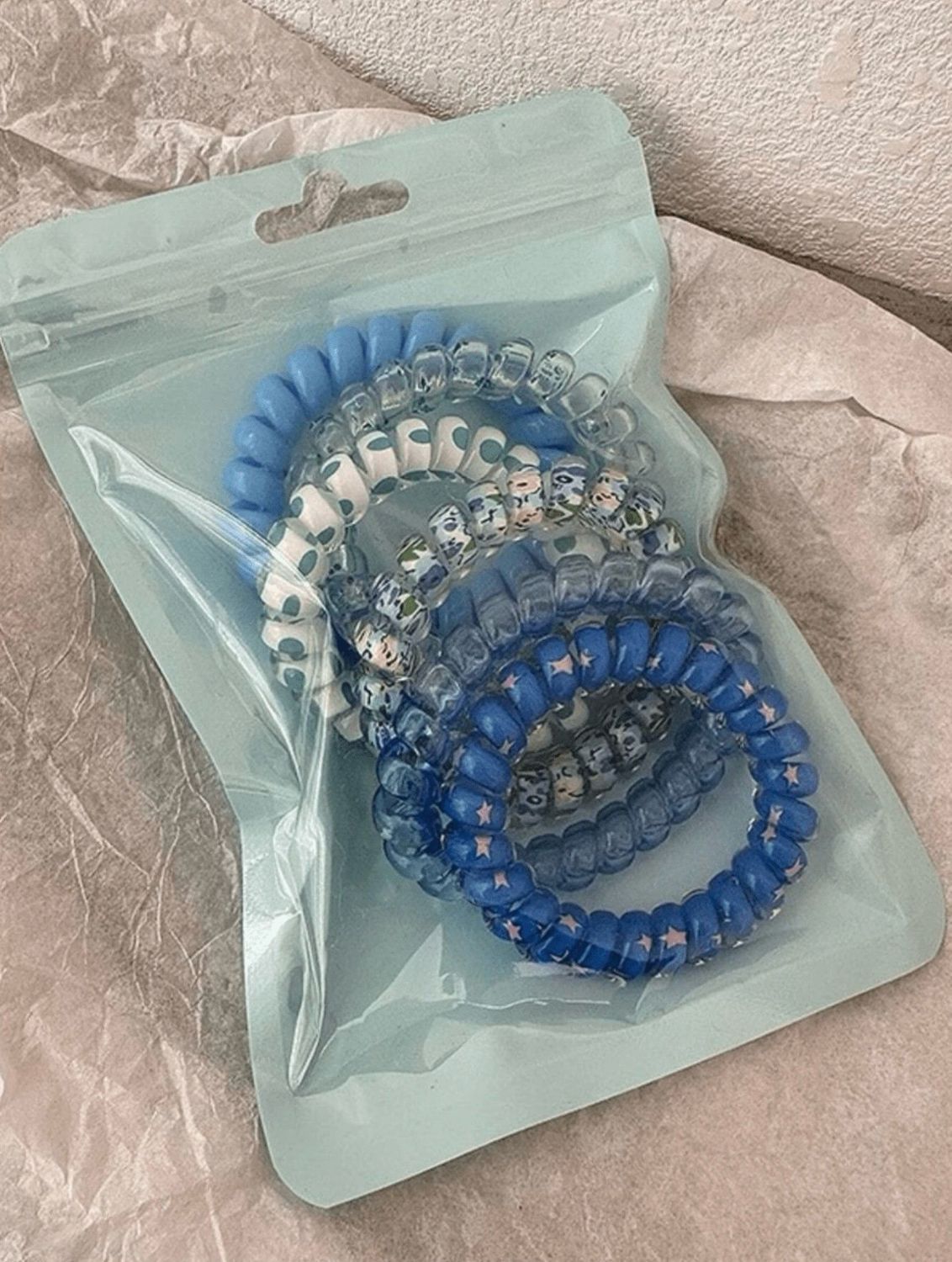 Hair Tie - Spiral (Blue) 6pk