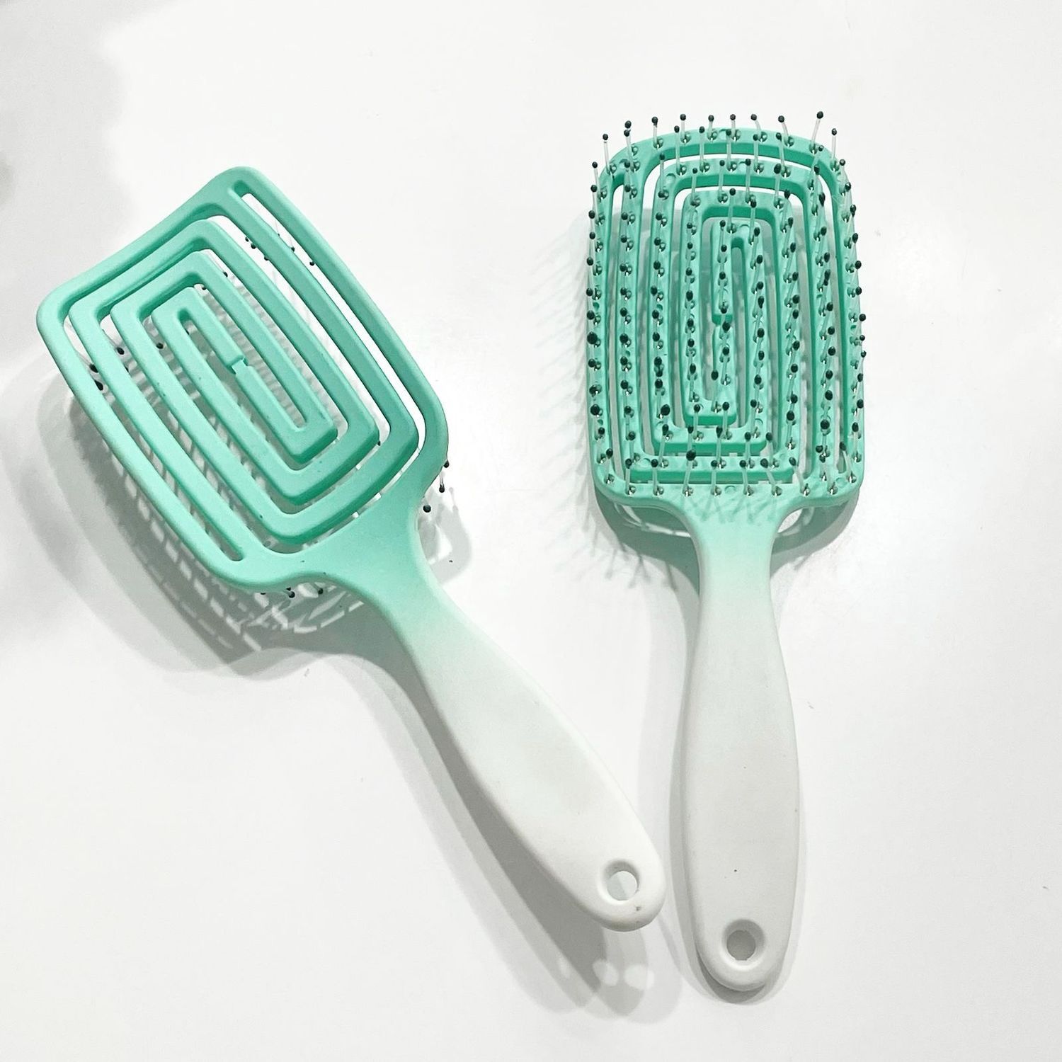 Rectangle Detangle Brush - Teal/White