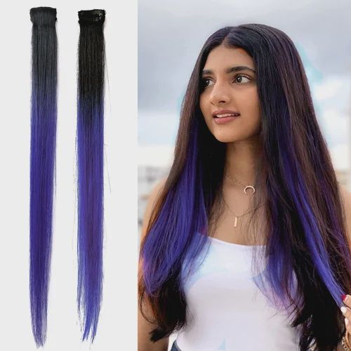 Colored Clip Ins (1&quot;) - Ombre Black/Purple