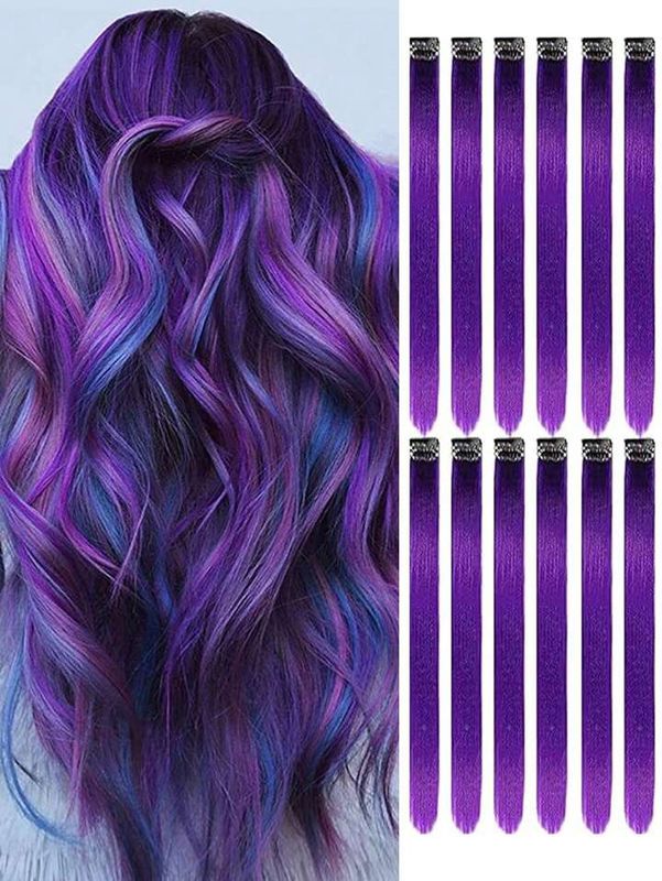 Colored Clip Ins (1&quot;) - Ombre Purple